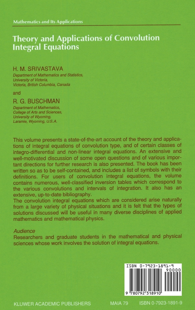 Theory and Applications of Convolution Integral Equations