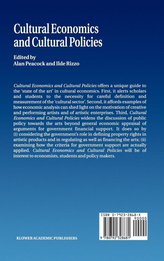 Cultural Economics And Cultural Policies
