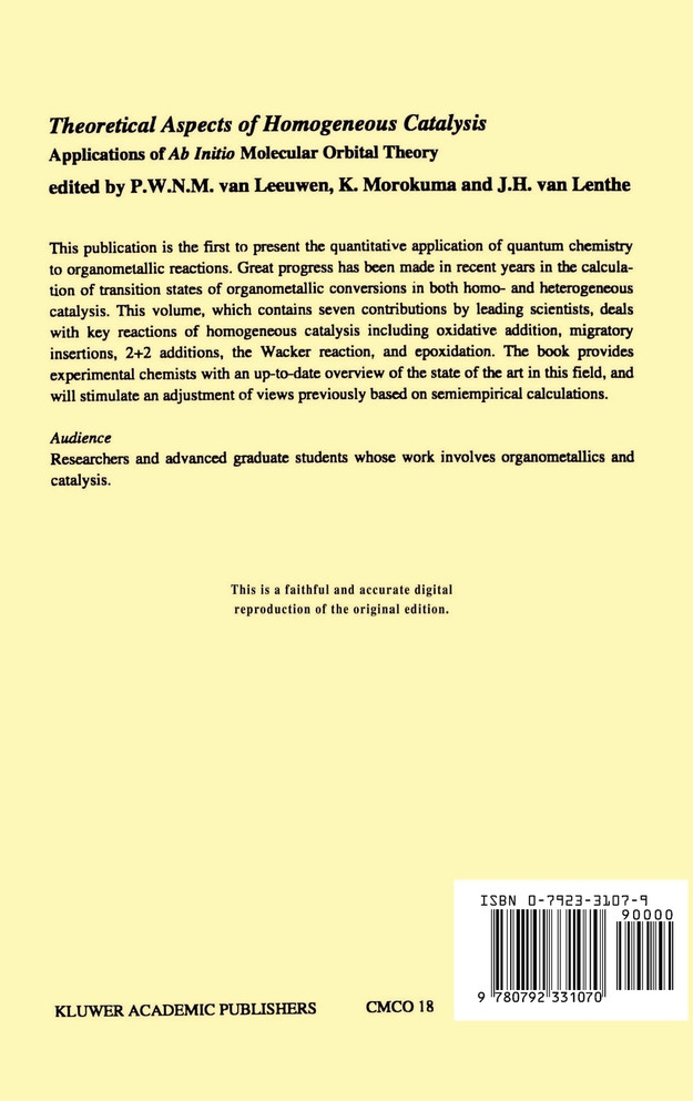 Theoretical Aspects of Homogeneous Catalysis