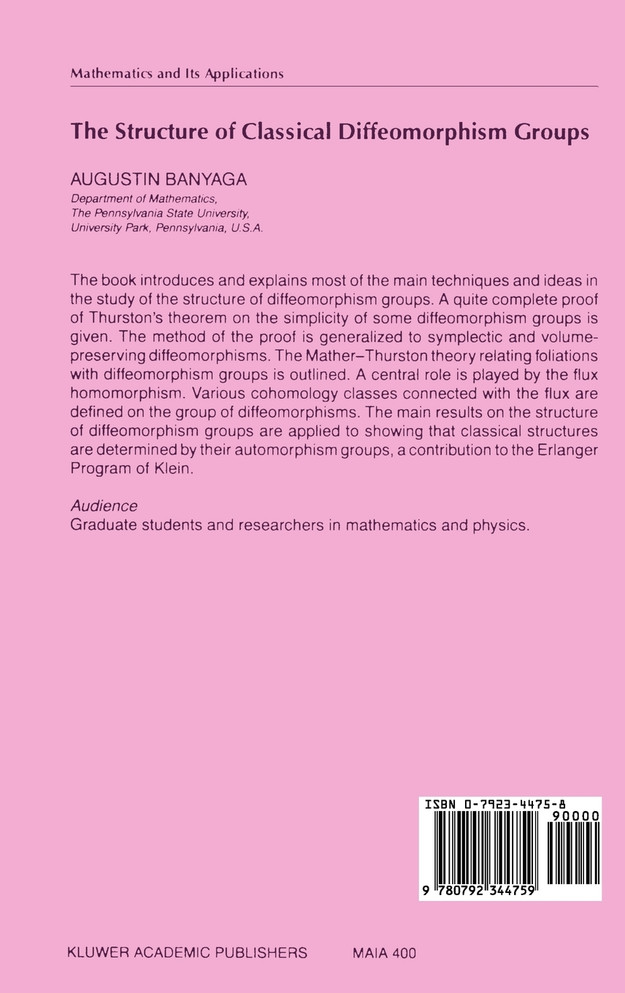The Structure of Classical Diffeomorphism Groups