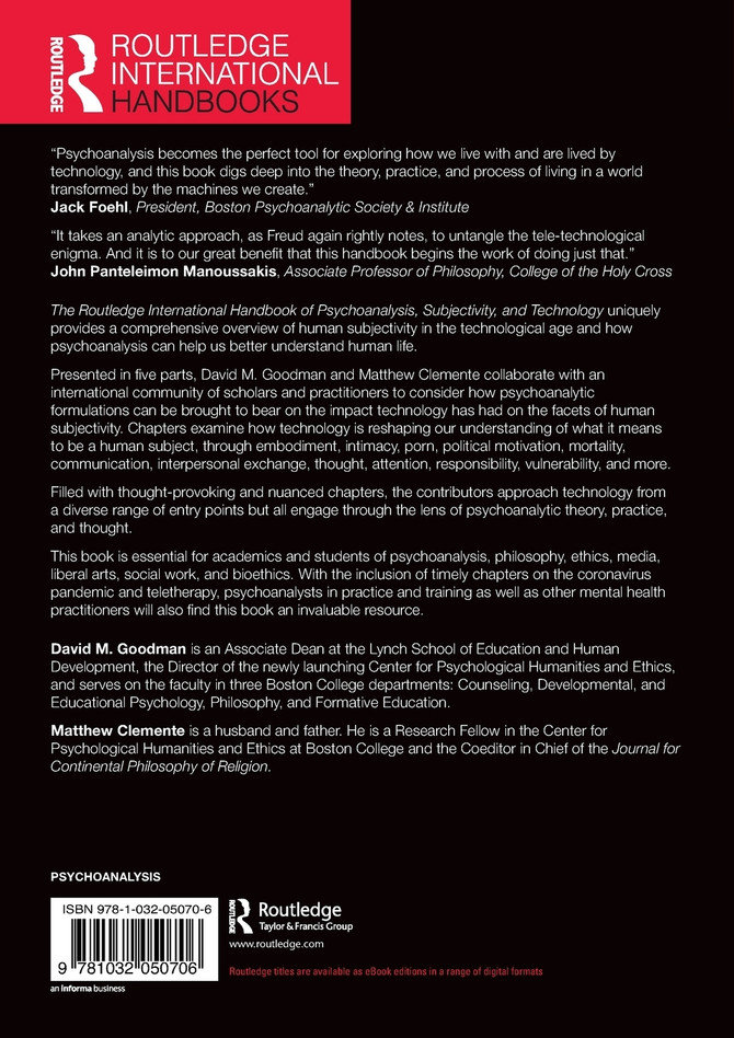 The Routledge International Handbook of Psychoanalysis, Subjectivity, and Technology