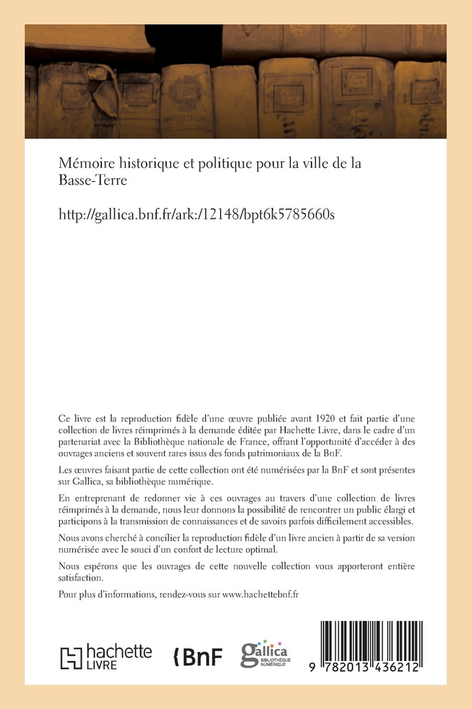 Mémoire historique et politique pour la ville de la Basse-Terre