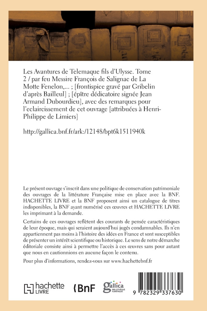 Les Avantures de Telemaque fils d'Ulysse. Tome 2