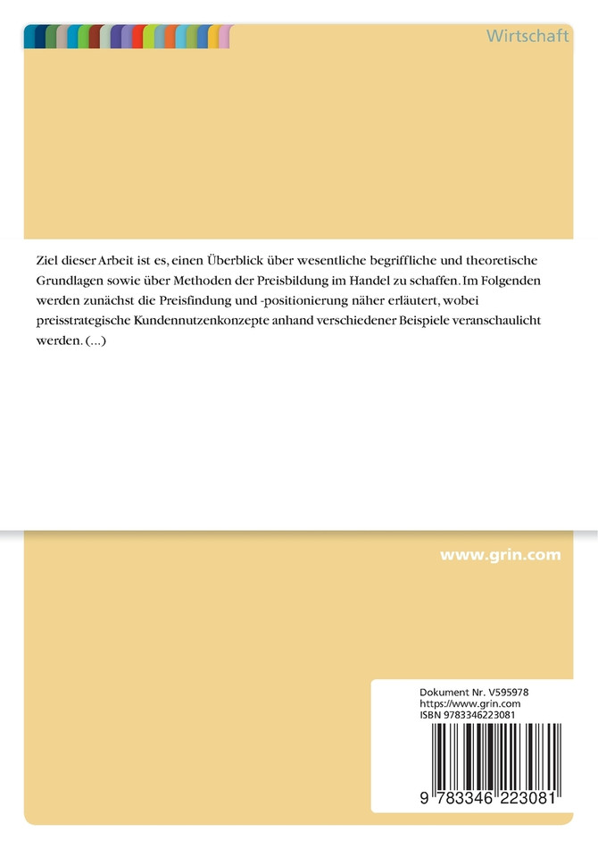 Preispolitik im Marketing-Mix. Grundlagen und Methoden der Preisfindung im Handel