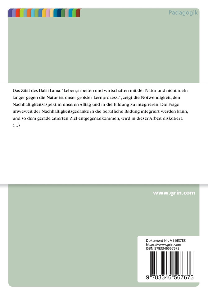 Wie kann die Nachhaltigkeit in die berufliche Bildung integriert werden?