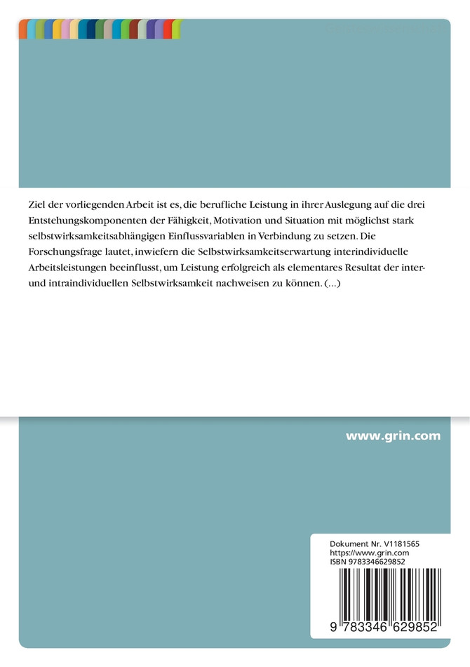 Der Einfluss von Selbstwirksamkeit auf die Entstehung beruflicher Leistung