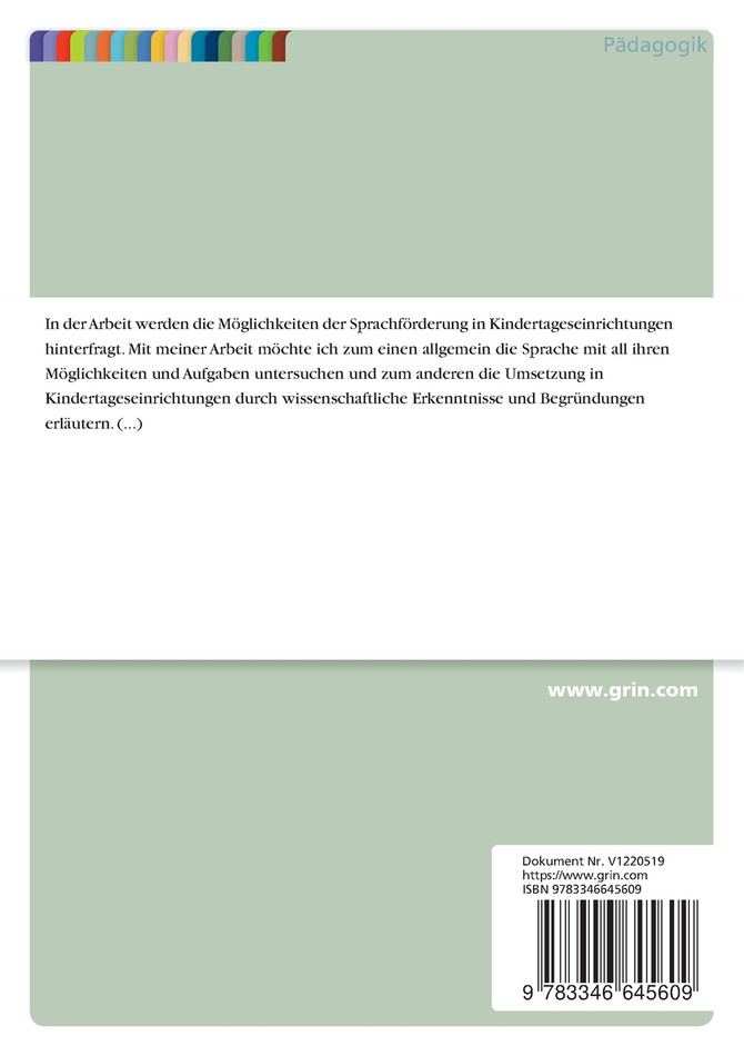 Möglichkeiten der Sprachförderung in Kindertageseinrichtungen