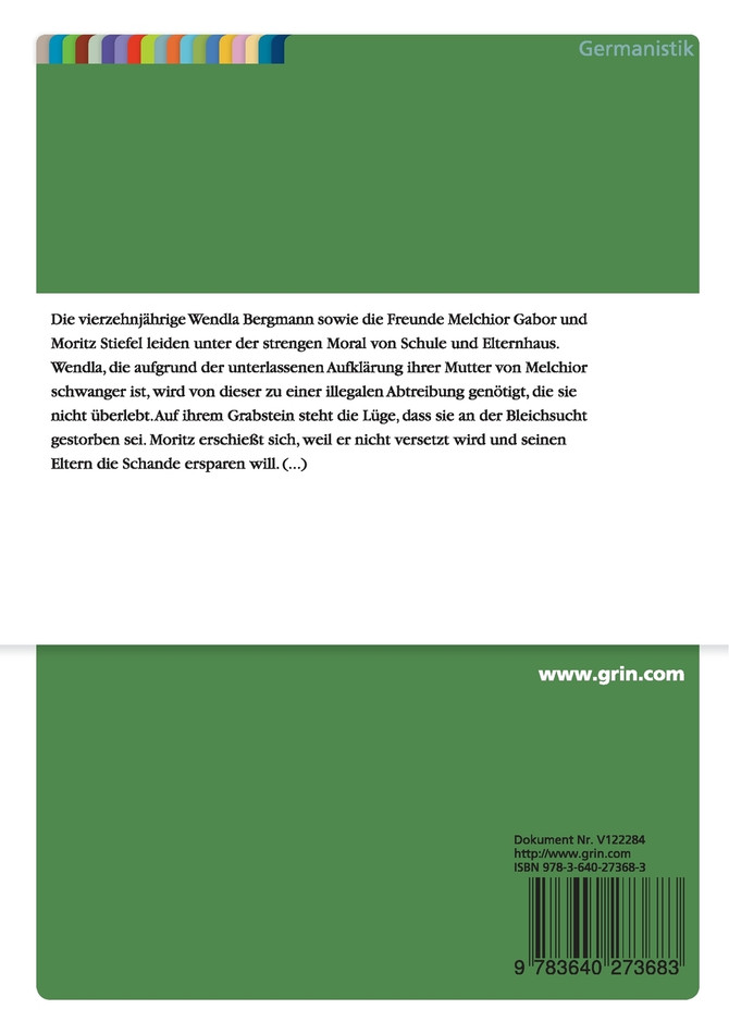 Die Wendlafigur in Frank Wedekinds Kindertragödie „Frühlings Erwachen"