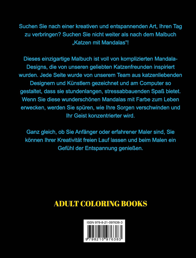 Katzen mit Mandalas - Malbuch für Erwachsene. Wunderschöne Malvorlagen