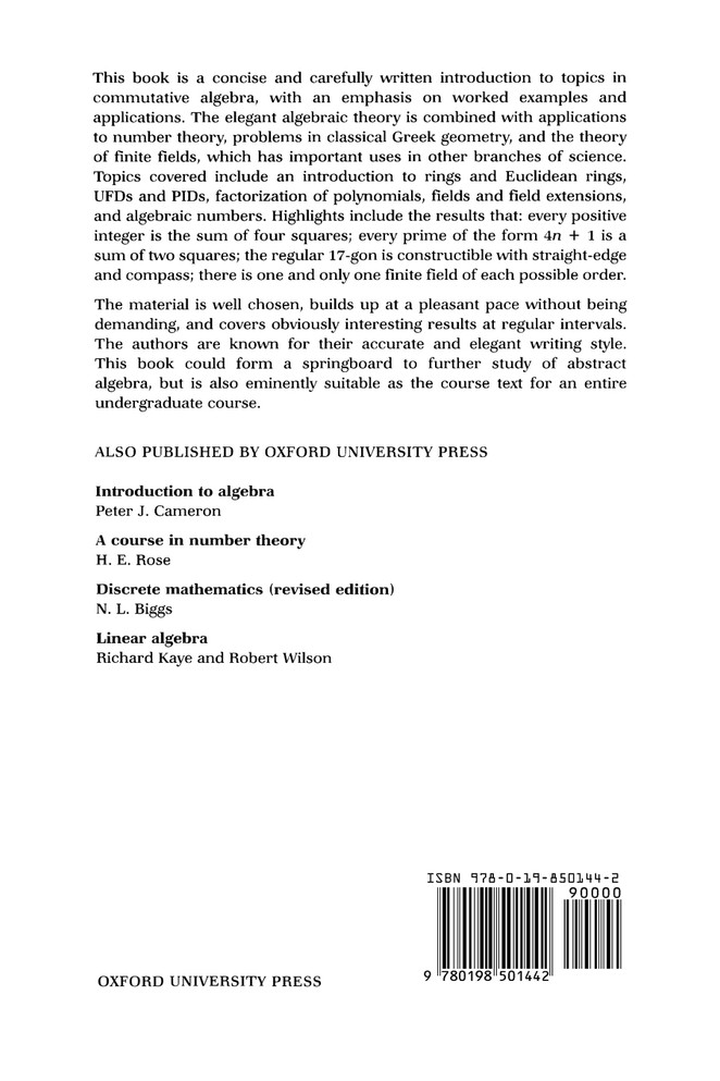 An Introductory Course in Commutative Algebra