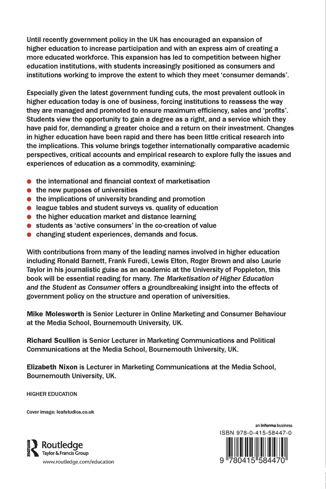 The Marketisation of Higher Education and the Student as Consumer
