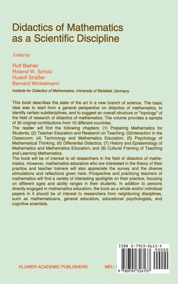 Didactics of Mathematics as a Scientific Discipline