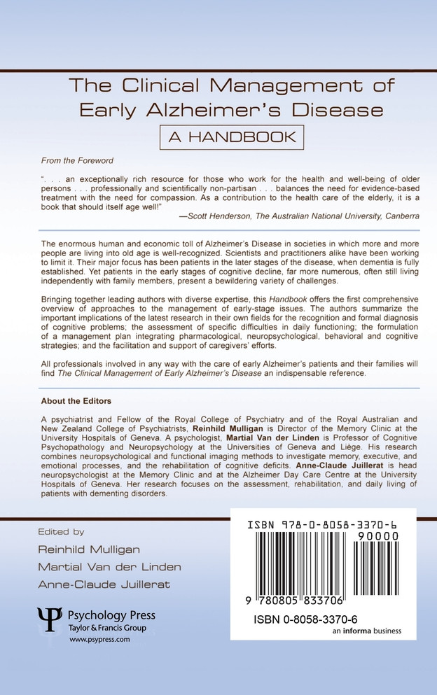 The Clinical Management of Early Alzheimer's Disease