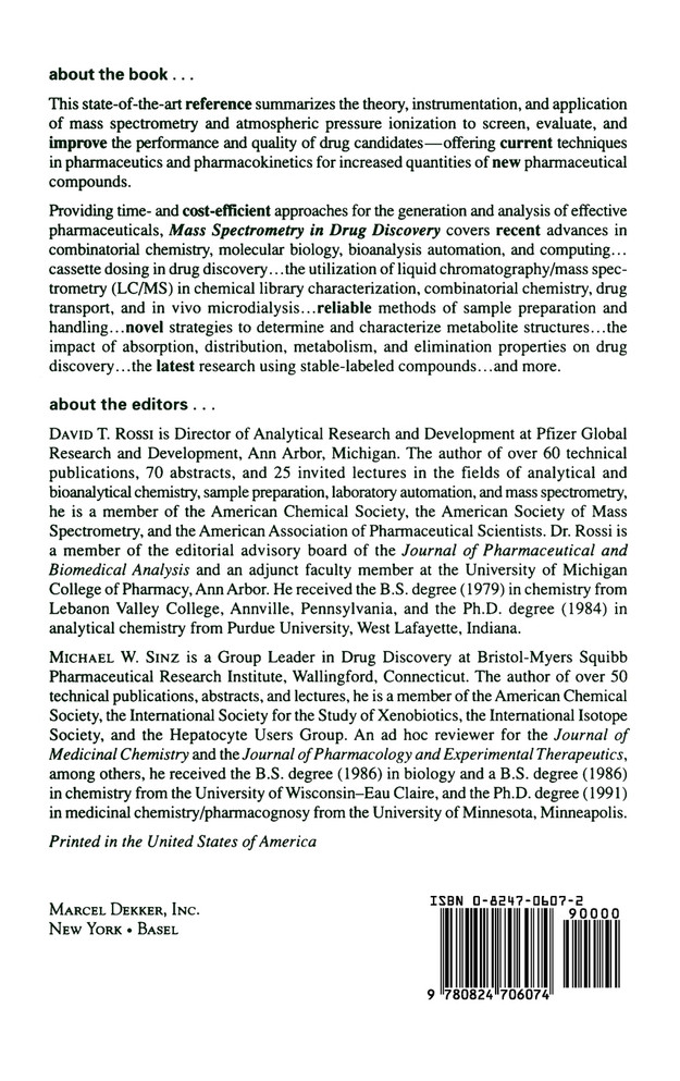 Mass Spectrometry in Drug Discovery