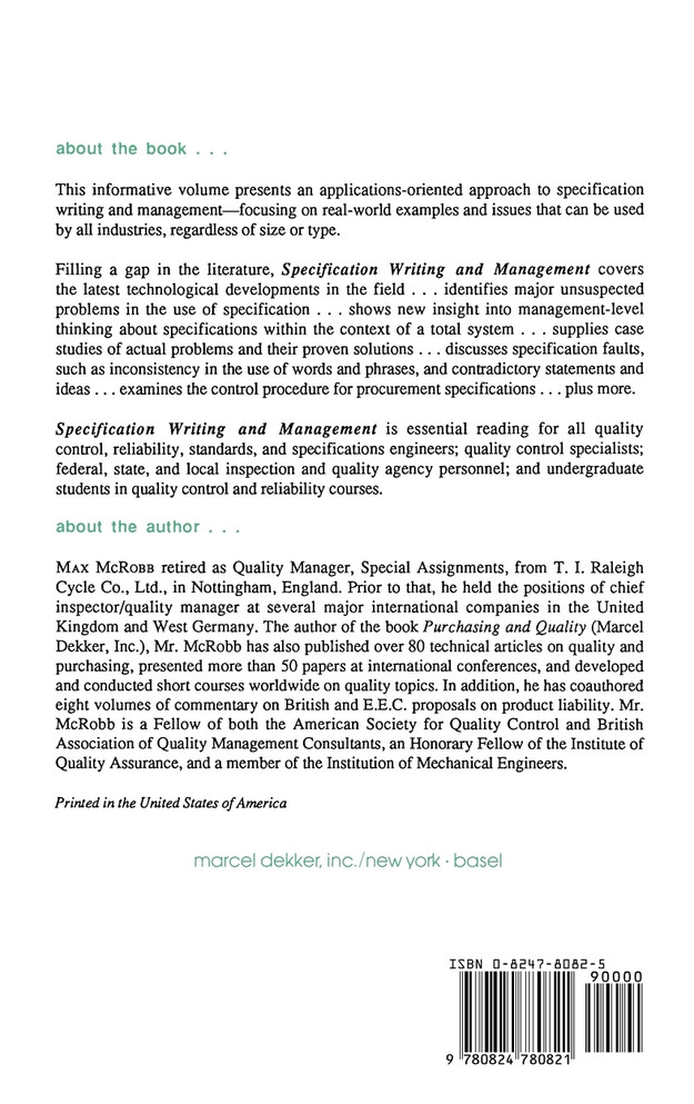 Specification Writing and Management