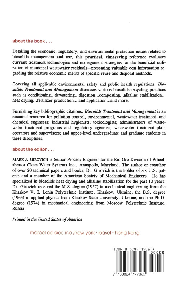 Biosolids Treatment and Management