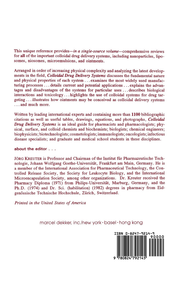 Colloidal Drug Delivery Systems