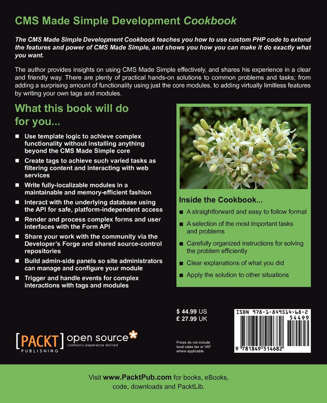 CMS Made Simple Development Cookbook