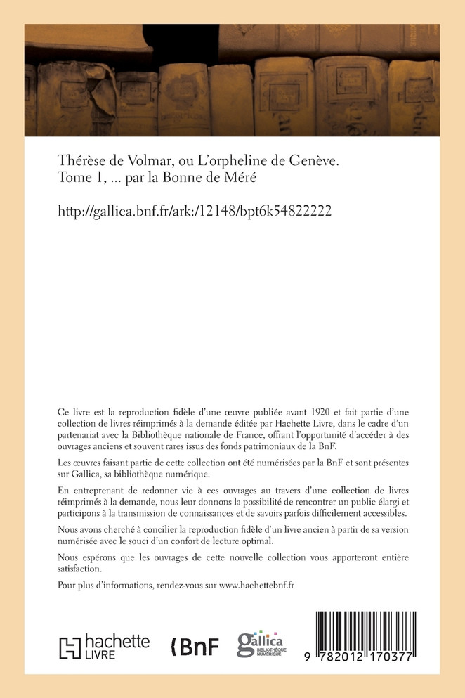 Thérèse de Volmar, ou L'orpheline de Genève. Tome 1