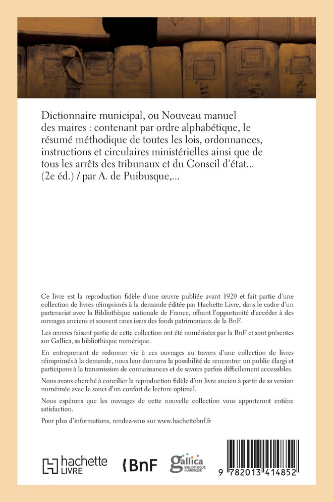 Dictionnaire municipal  ou nouveau manuel des maires  (2e éd.)