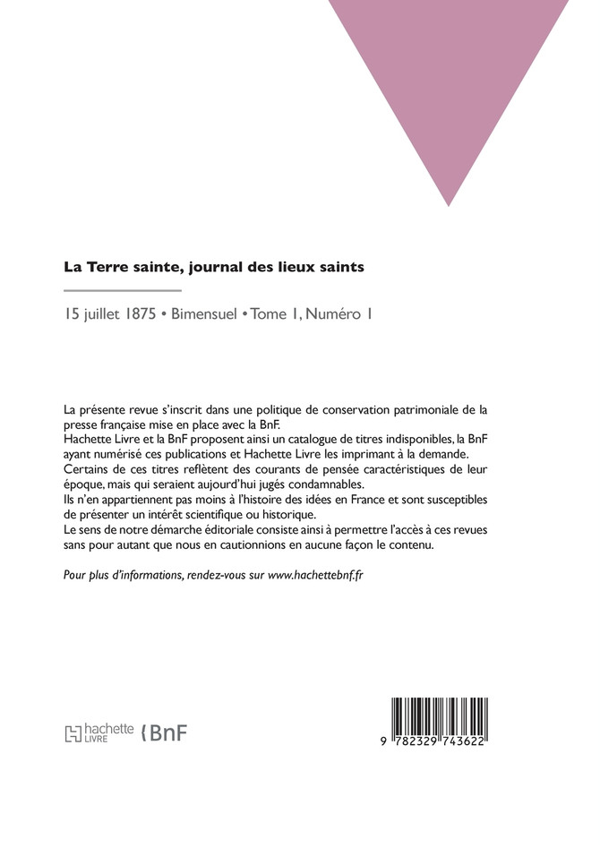 La Terre sainte, journal des lieux saints
