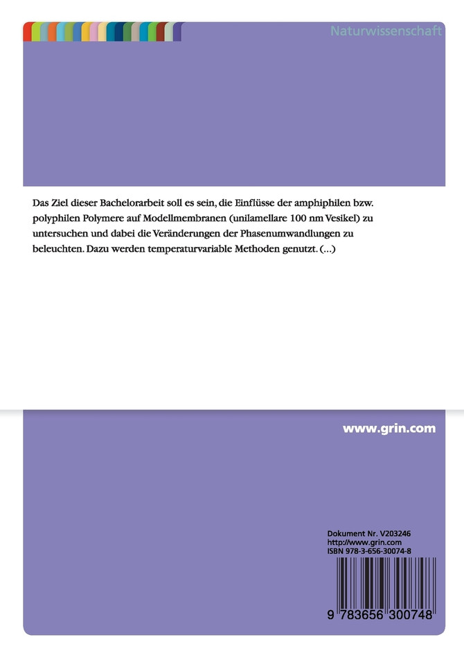 DSC- und Infrarotspektroskopische Untersuchungen am System polyphiles Polymer/Lipidmembran