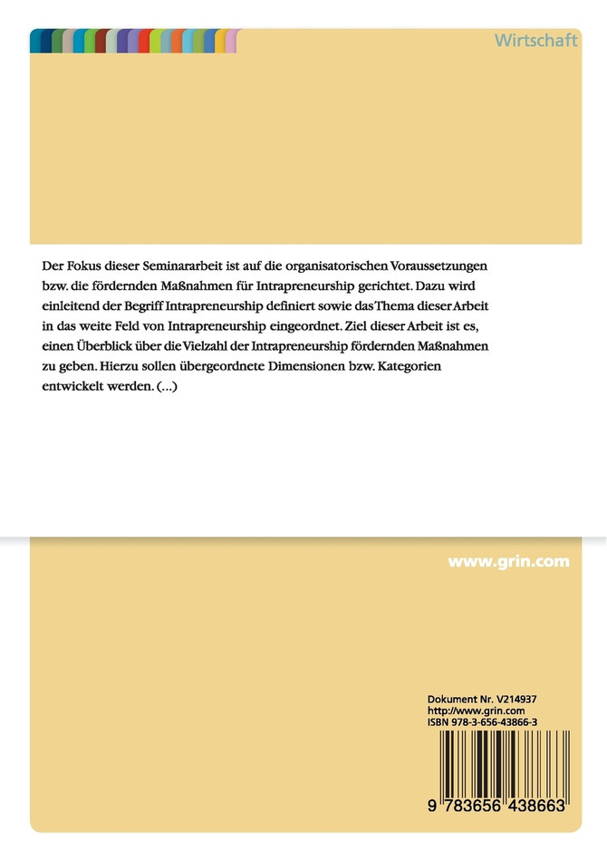Intrapreneurship. Organisatorische Voraussetzungen und Konsequenzen