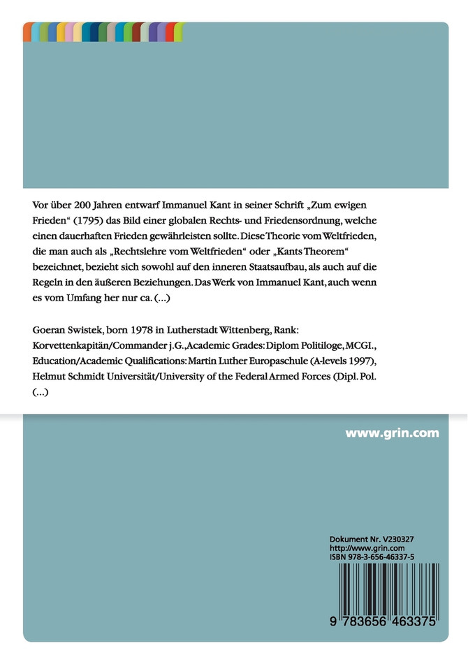 Zu Immanuel Kants Schrift "Zum ewigen Frieden"