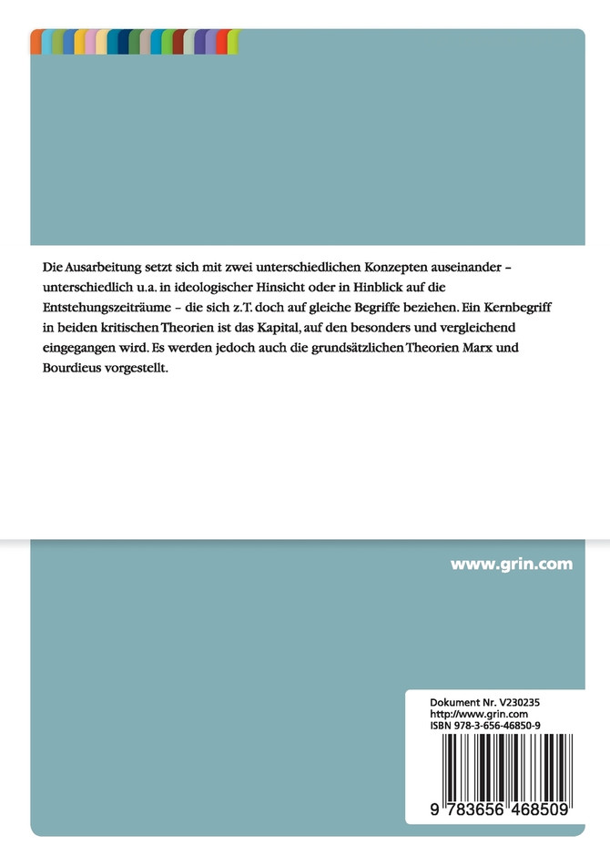 Der Kapitalbegriff bei Karl Marx und Pierre Bourdieu