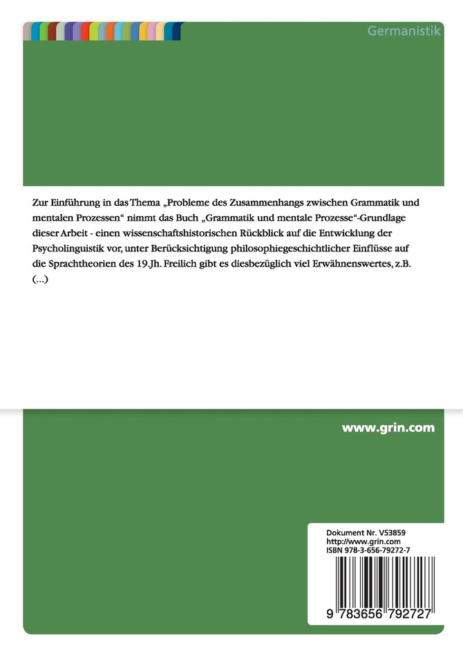Zusammenhänge zwischen Grammatik und mentalen Prozessen