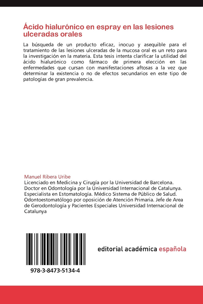 Ácido hialurónico en espray en las lesiones ulceradas orales