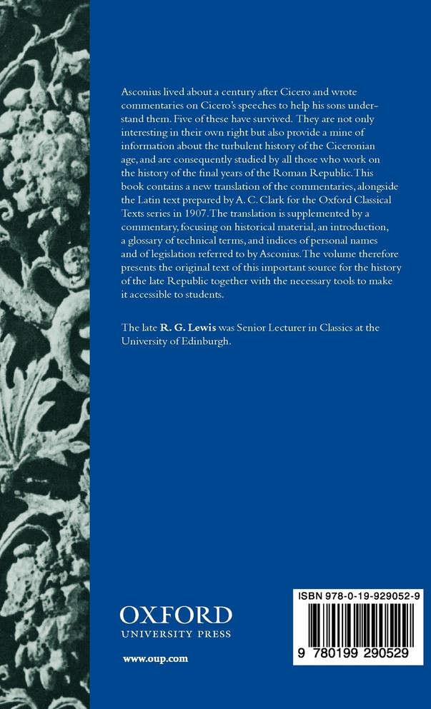 Asconius. Commentaries on Speeches by Cicero