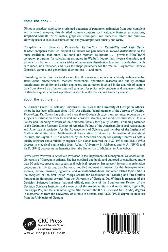 Parameter Estimation in Reliability and Life Span Models