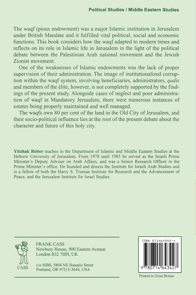 Islamic Endowments in Jerusalem Under British Mandate