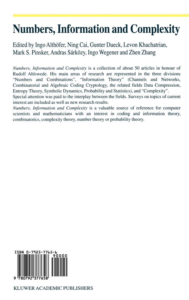 Numbers, Information and Complexity