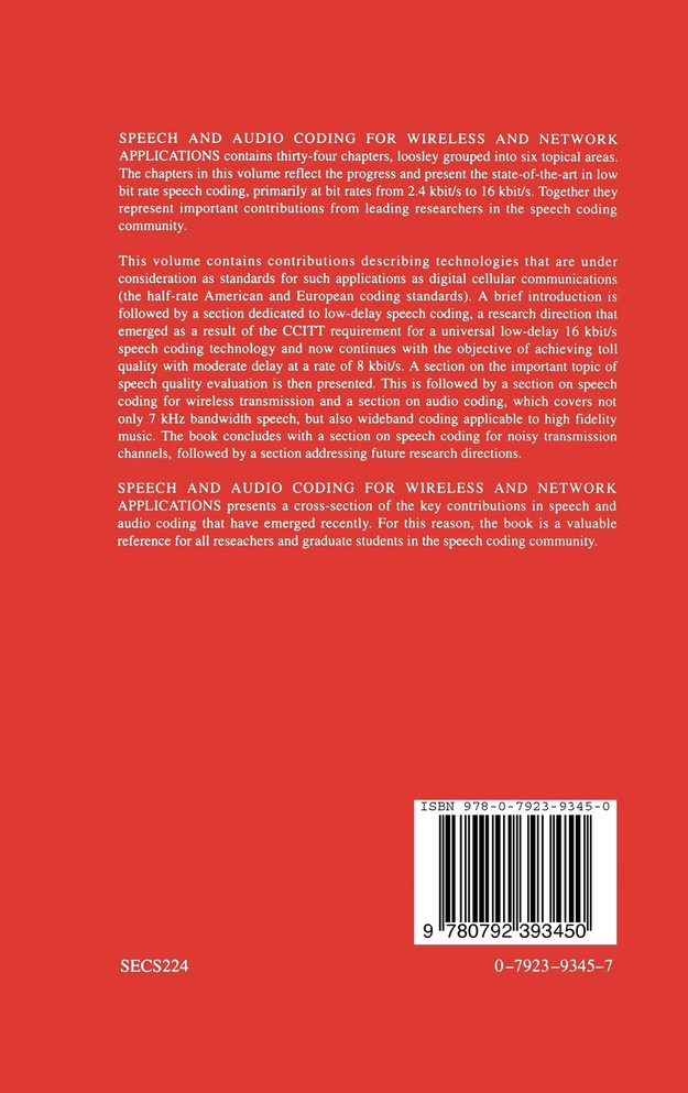 Speech and Audio Coding for Wireless and Network Applications