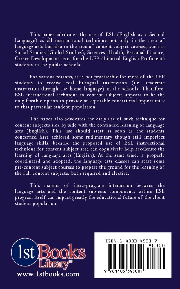 Awakening ESL (English as a Second Language) Education in U.S.A.