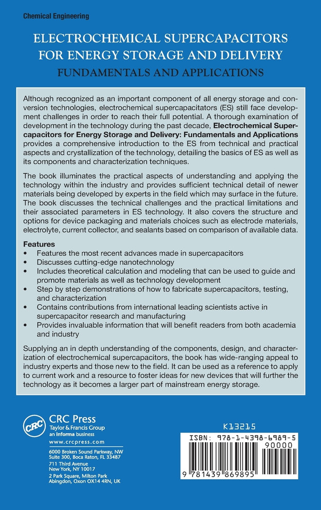 Electrochemical Supercapacitors for Energy Storage and Delivery