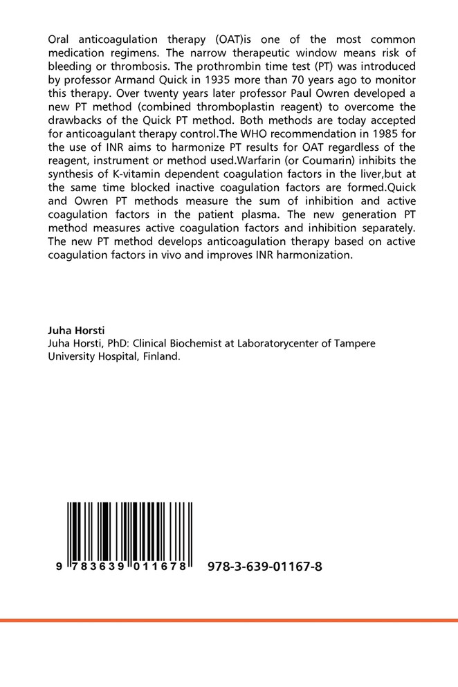 The Progress of Prothrombin Time to a New Generation Method for INR