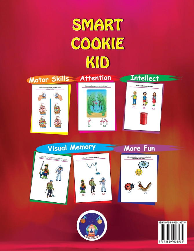 Smart Cookie Kid For 3-4 Year Olds Attention and Concentration Visual Memory Multiple Intelligences Motor Skills Book 3D