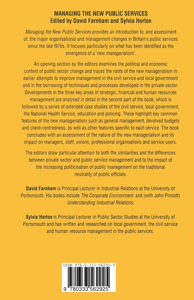 Managing the New Public Services