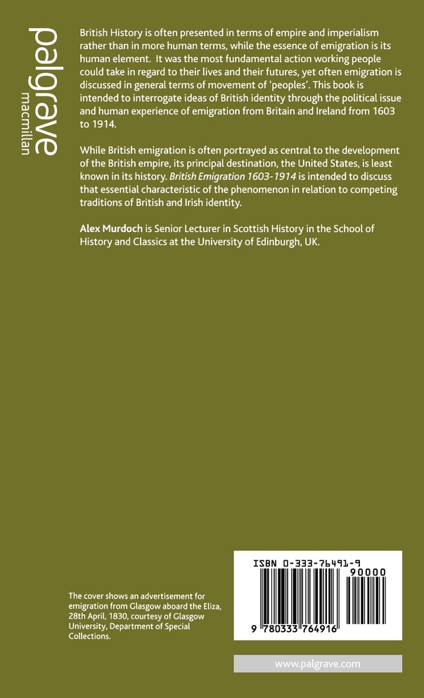 British Emigration, 1603-1914