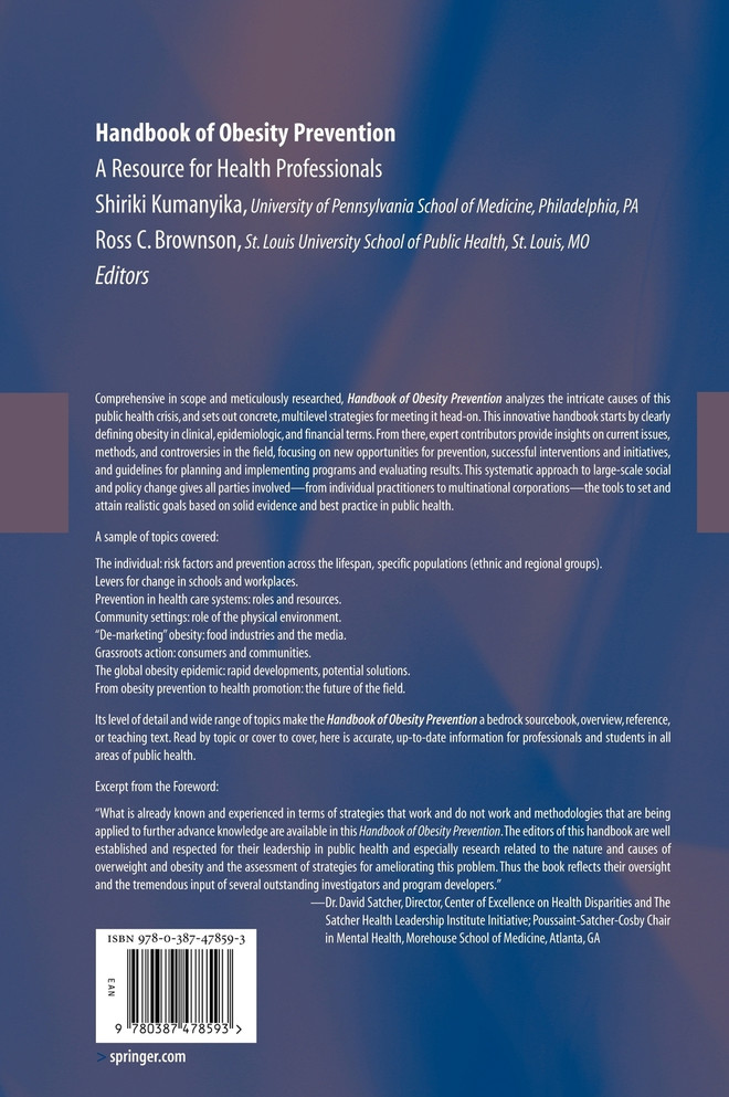 Handbook of Obesity Prevention