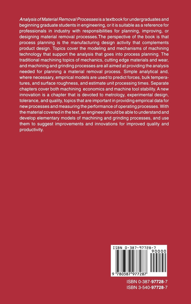 Analysis of Material Removal Processes