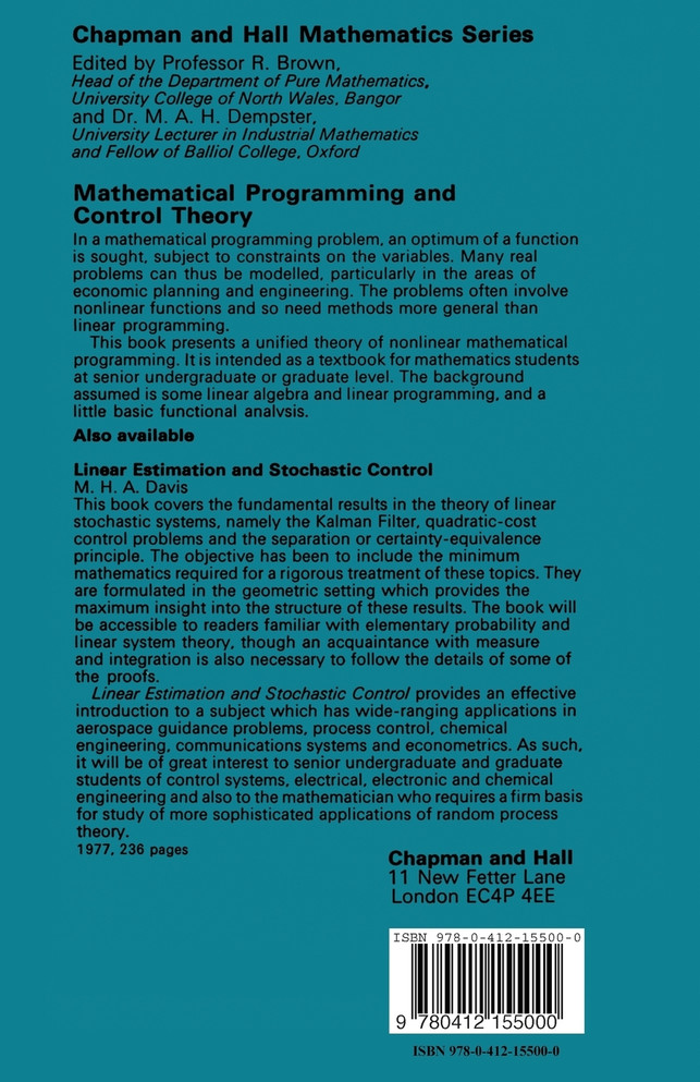 Mathematical Programming and Control Theory