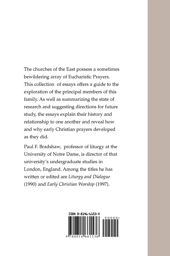 Essays on Early Eastern Eucharistic Prayers