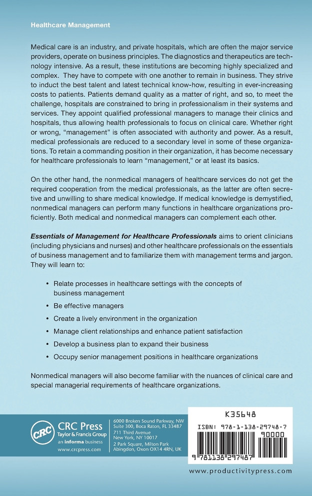 Essentials of Management for Healthcare Professionals