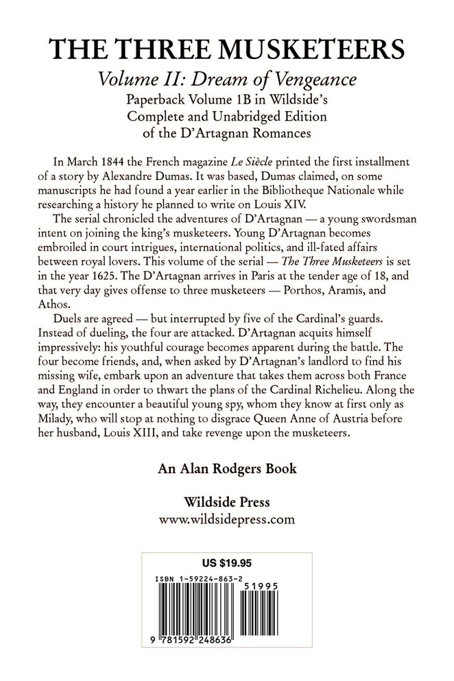 The Three Musketeers, Vol. II by Alexandre Dumas, Fiction, Classics, Historical, Action & Adventure