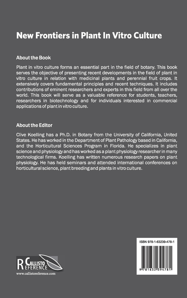 New Frontiers in Plant In Vitro Culture