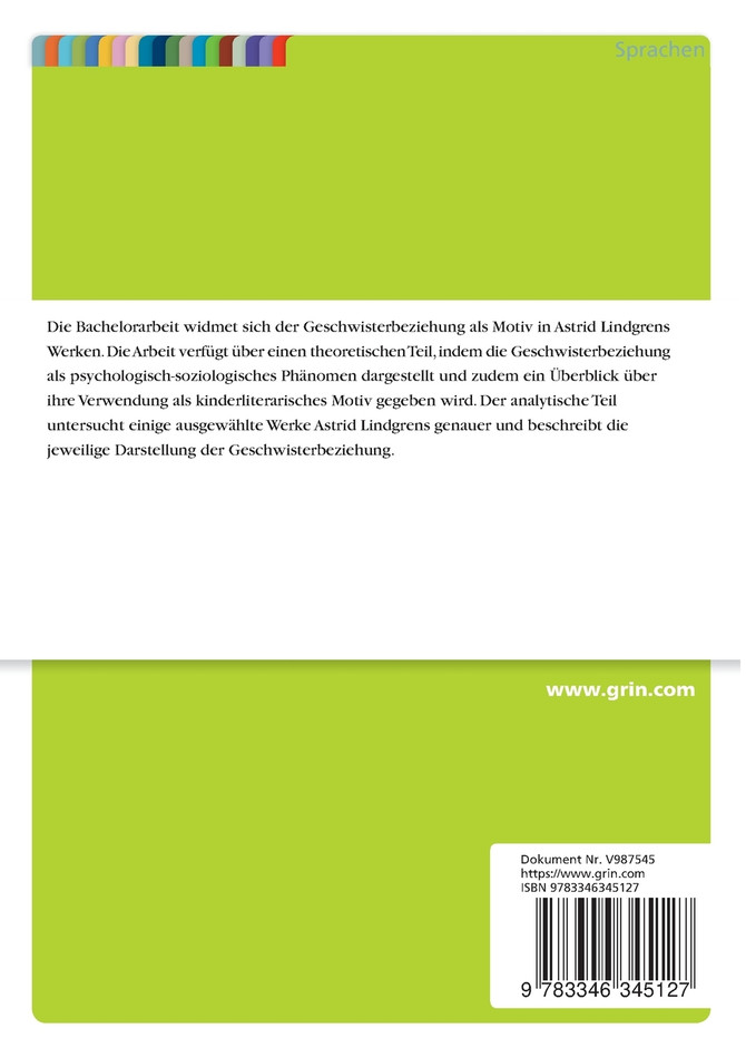 Geschwisterbeziehungen im Werk Astrid Lindgrens